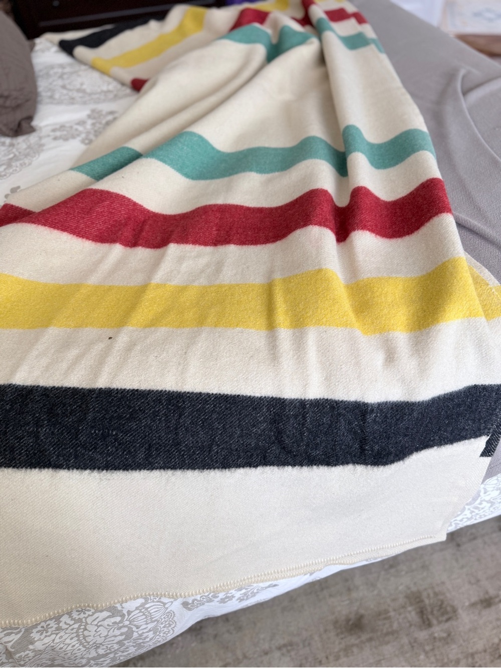 Golden Dawn Striped Wool Blanket Hudson Bay Candy Stripe - Picture 2 of 16